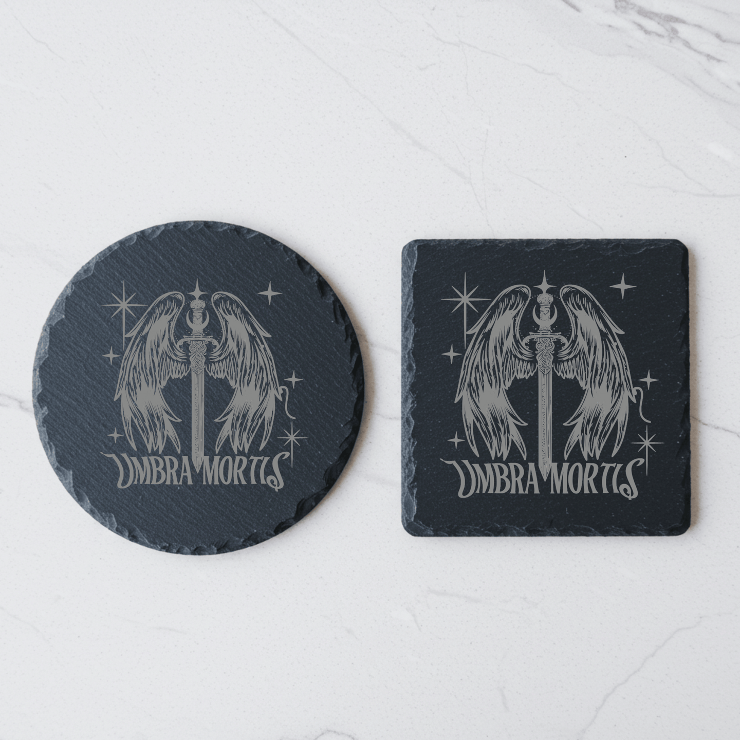 'Umbra Mortis' Engraved Slate Coaster